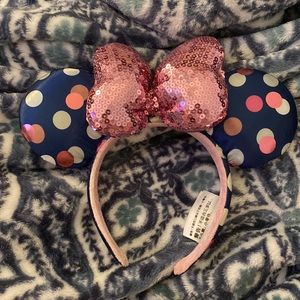 Disney Pink and Blue Polka Dot Minnie Mouse Ears Headband